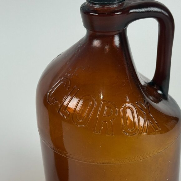 Vintage 1950s Clorox Bottles Set Amber Glass Brown Jug Prop Midcentury Decor Far - Picture 3 of 10